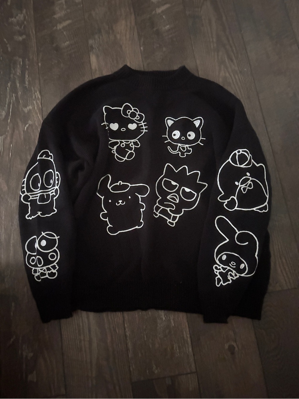 Forever 21 Black Sweater with Hello Kitty Characters